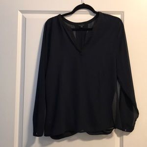 Anne Taylor navy sheer blouse